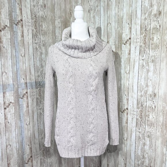 Women's Old Navy Long Sleeve Sweater | Cream | Cowl Neck | Small | Cable Knit - Picture 1 of 16
